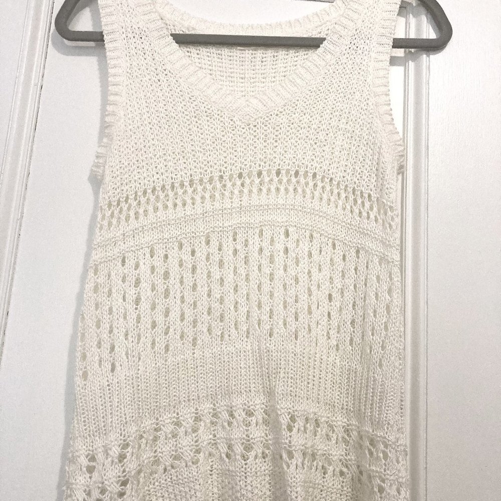 Lovestitch Cream/Off-white open knit Sweater Vest